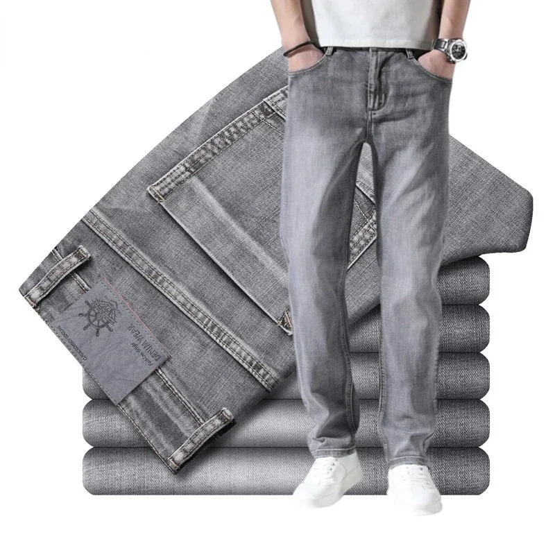 Levis Jeans 501 - 2026年 コットンストレッチジーンズ ビジネスカジュアル メンズ 薄手デニムジーンズ グレー