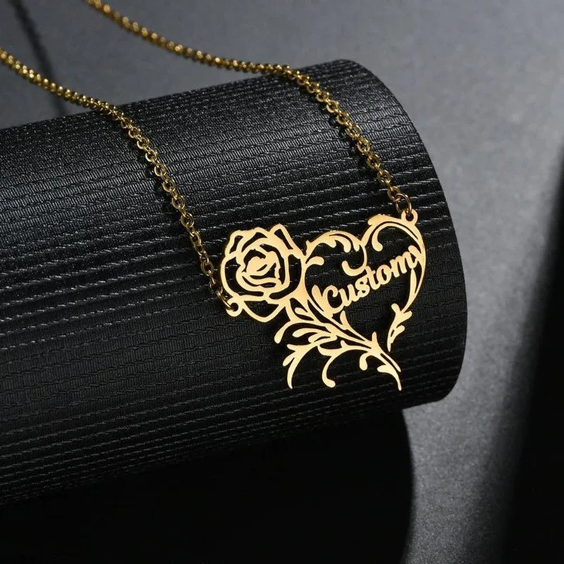 Birth Flower Necklace - 女性のためのステンレス鋼の花のペンダントネックレス,ロマンチックなジュエリー,ガールフレンドへのギフト