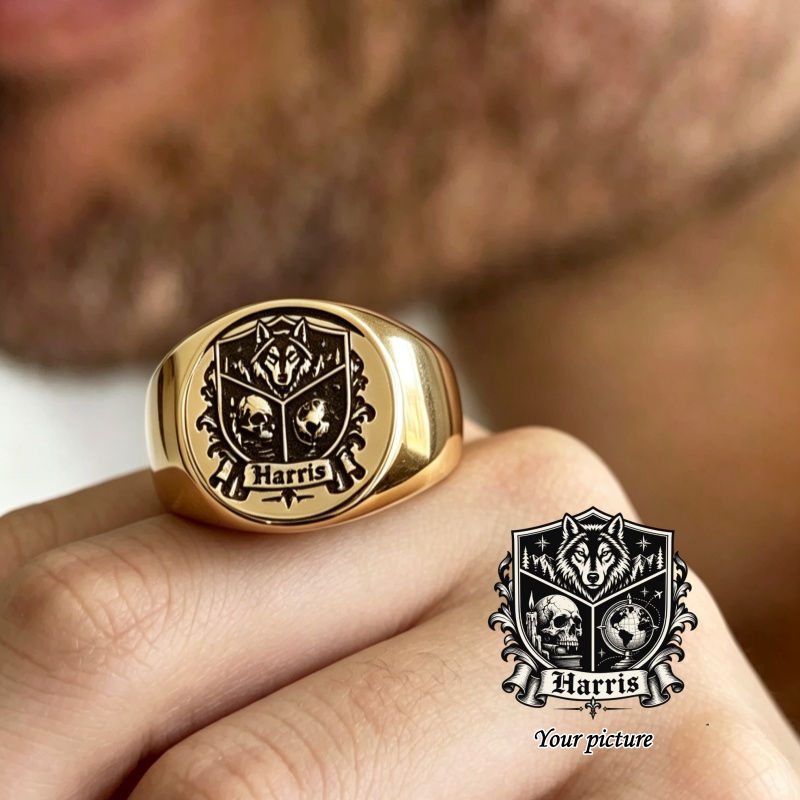 カスタム写真入りシグネットリング、パーソナライズされたファッ - Initial Ring Custom のレビューと価格