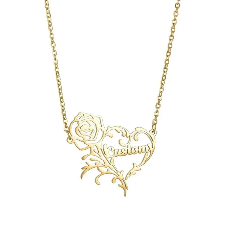 女性のためのステンレス鋼の花のペンダントネックレス,ロマンチ - Birth Flower Necklace のレビューと価格
