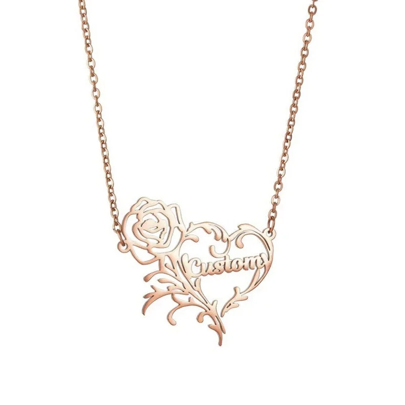 女性のためのステンレス鋼の花のペンダントネックレス,ロマンチ - Birth Flower Necklace のレビューと価格