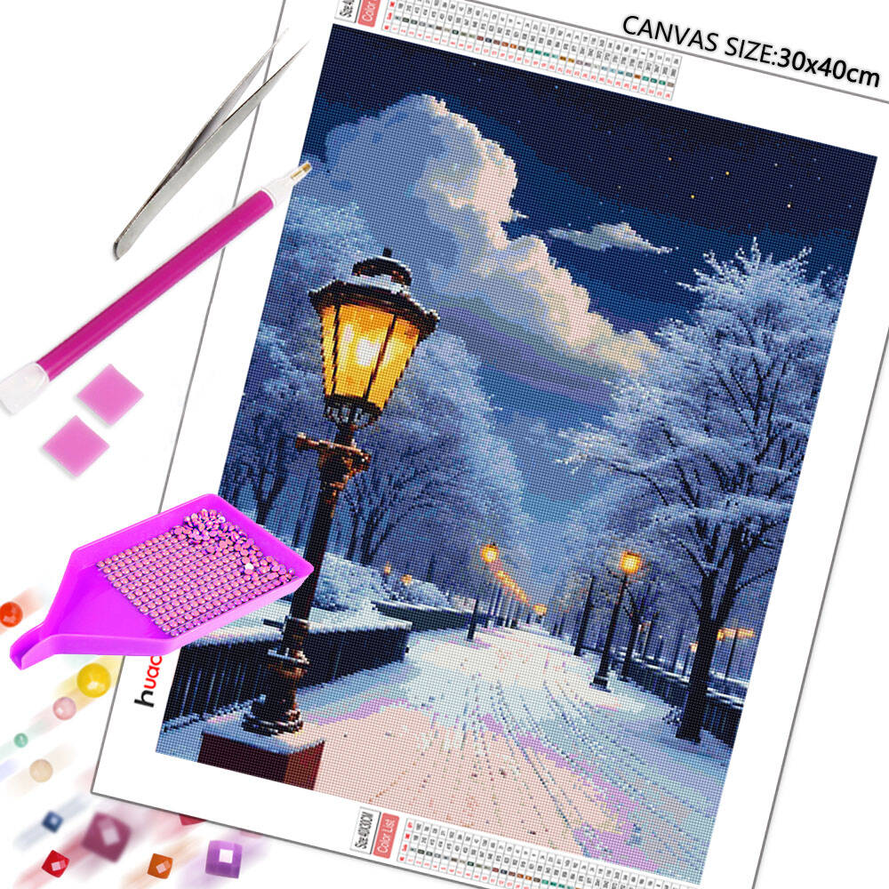 5D DIY ダイヤモンドペインティング 雪道風景 フルスク - Photo Mosaic Print のレビューと価格